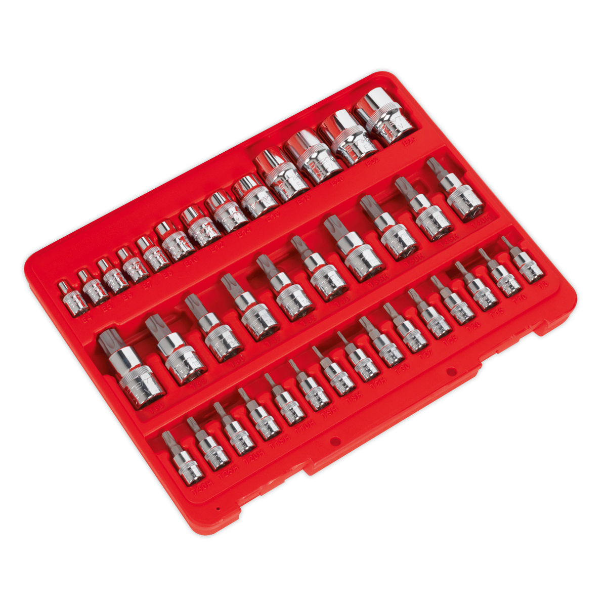 Sealey TRX-Star Socket & Security Socket Bit Set Chrome Plated 38 Pieces AK6197