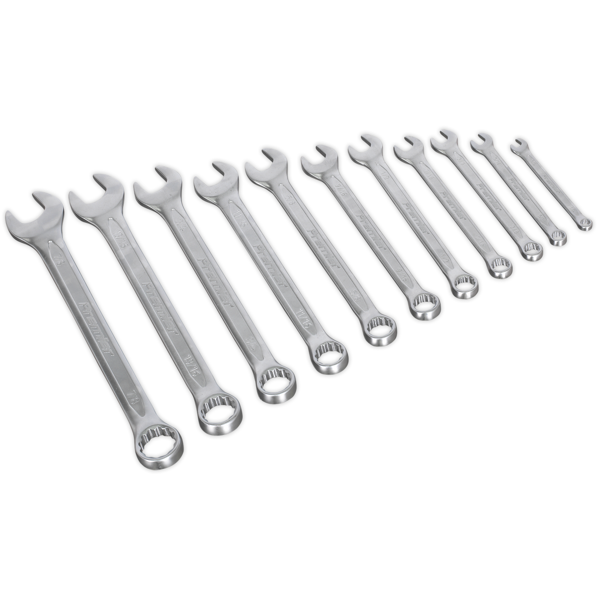 Sealey Combination Spanner Set 11pc Imperial Chrome Vanadium Steel AK63254