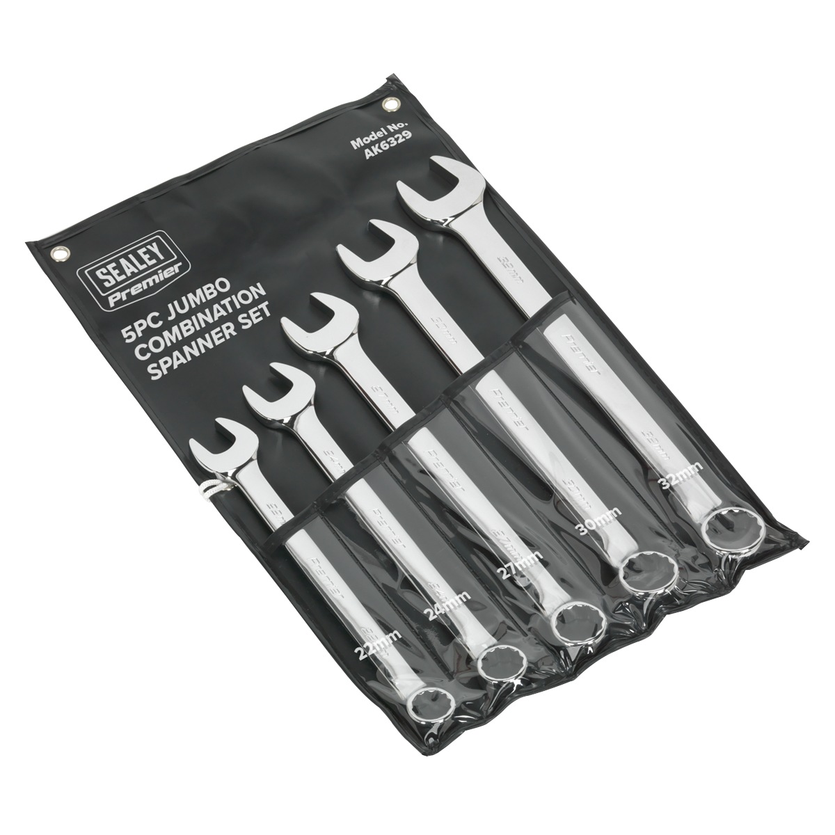 Sealey Combi Spanner Set Jumbo 5 Pieces Metric Chrome Vanadium Steel AK6329