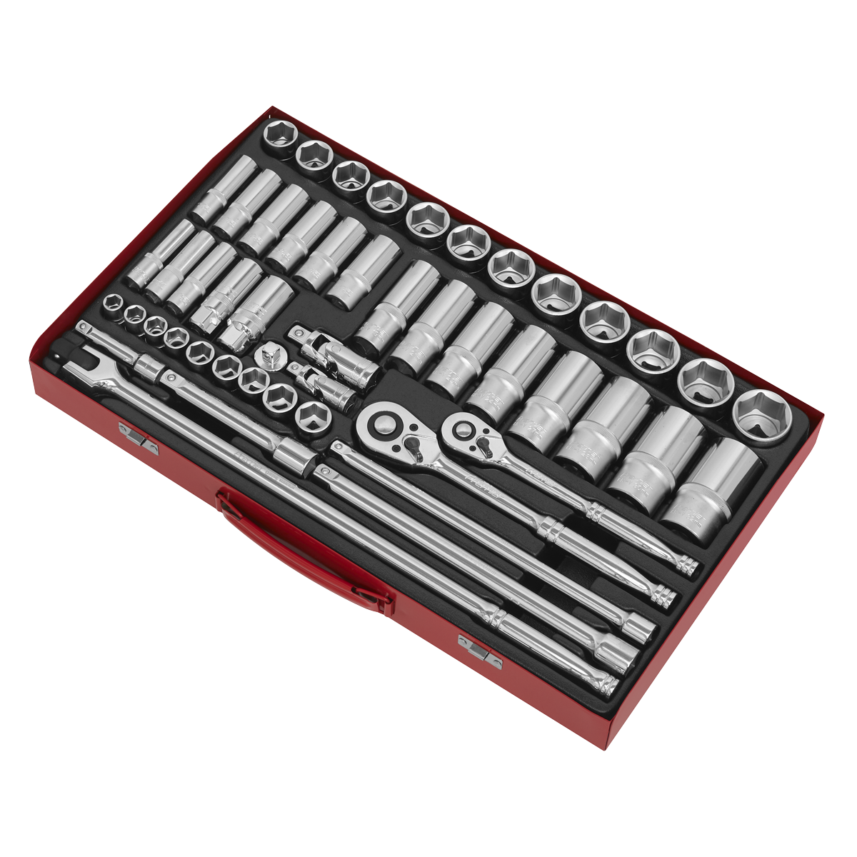 Sealey Socket Set 50pc 3/8" & 1/2" Square Drive 6 Point WallDrive Metric AK6942