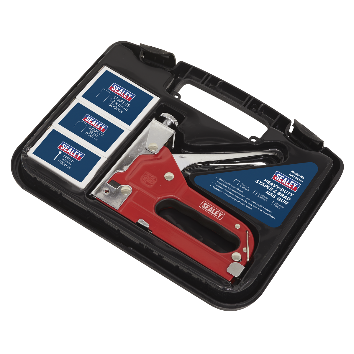Sealey Heavy Duty Staple & Brad Nail Gun With Adjustable Power Control AK7061