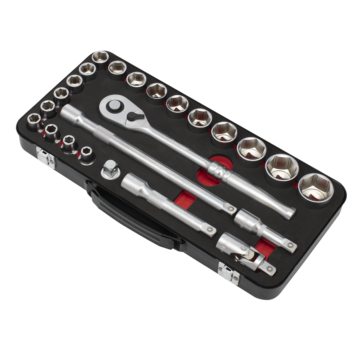 Premier Platinum Socket Set 1/2" Square Drive 24 Pieces 90-Tooth Ratchet + Case