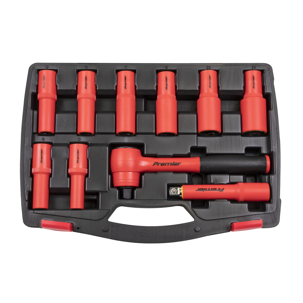 Sealey Insulated Socket Set 10 Pcs 1/2" Square Drive 6 Point VDE Approved AK7943