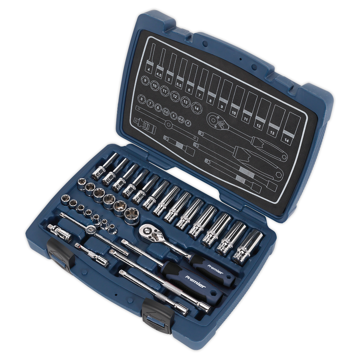 Sealey Socket Set 33 Pieces 1/4" Square Drive 6 Point WallDrive Metric AK8990