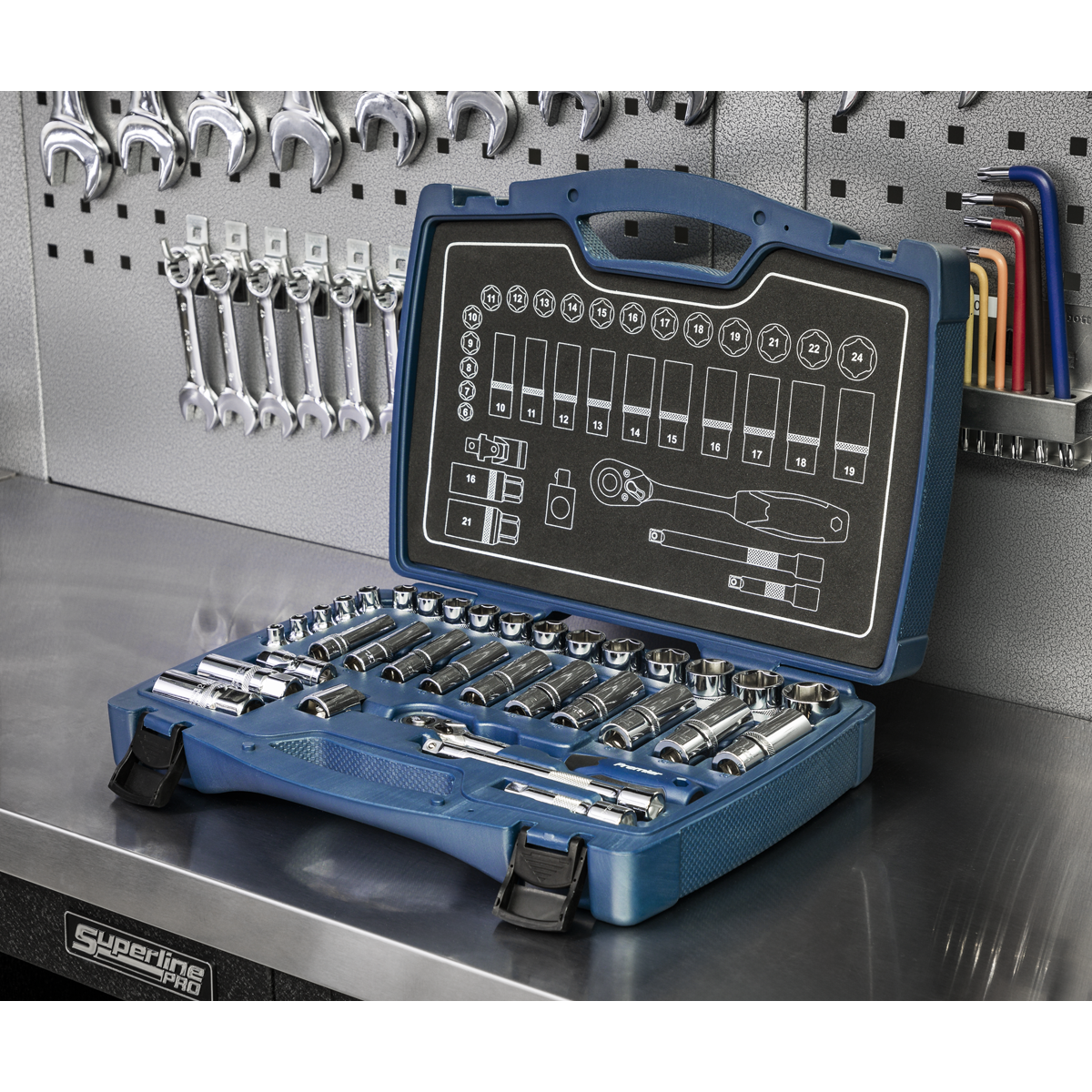 Sealey Socket Set 34 Pieces 3/8" Square Drive 6 Point WallDrive Metric AK8991