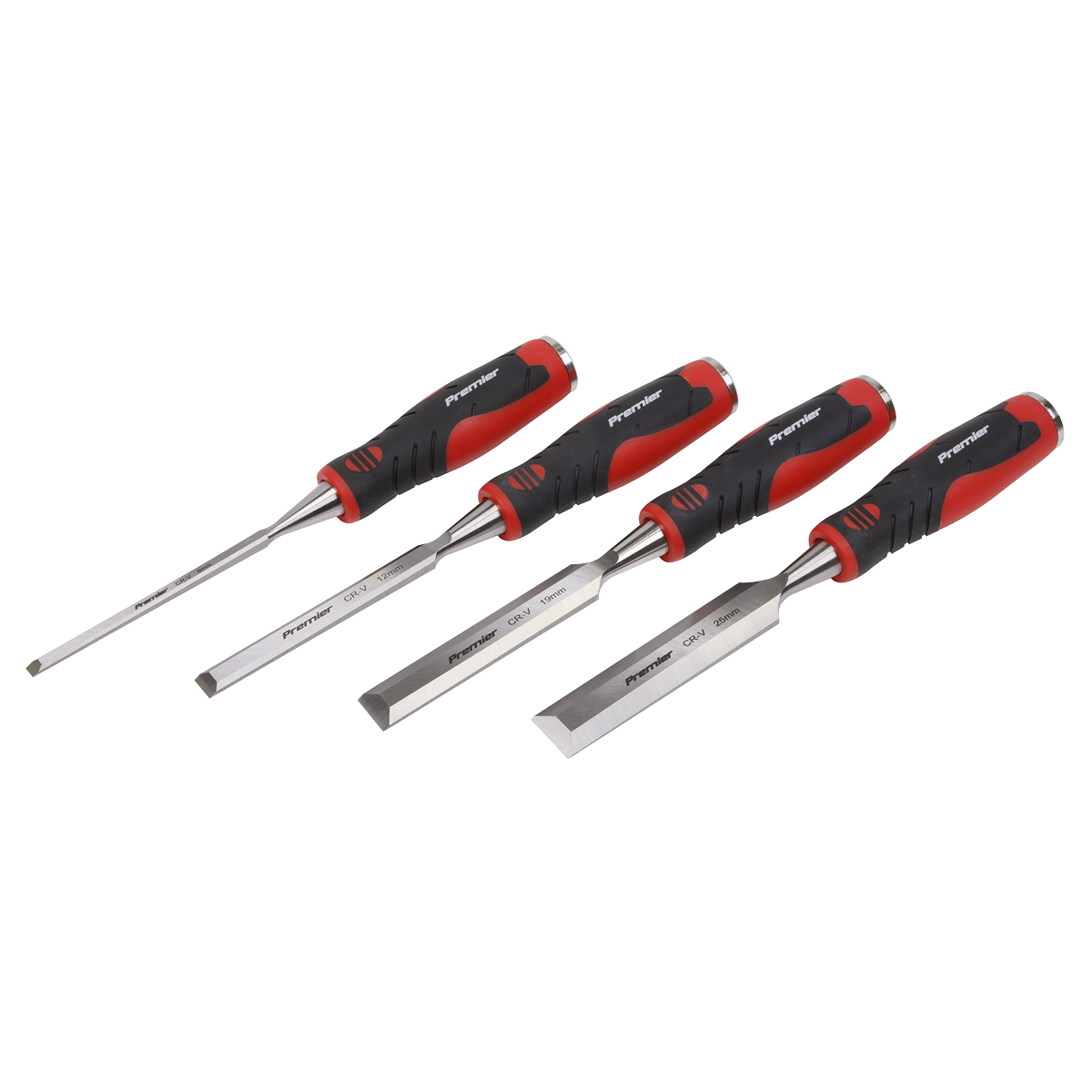 Sealey Hammer-Thru Wood Chisel Contoured Handles With Soft Grips 4pc Set AK9239