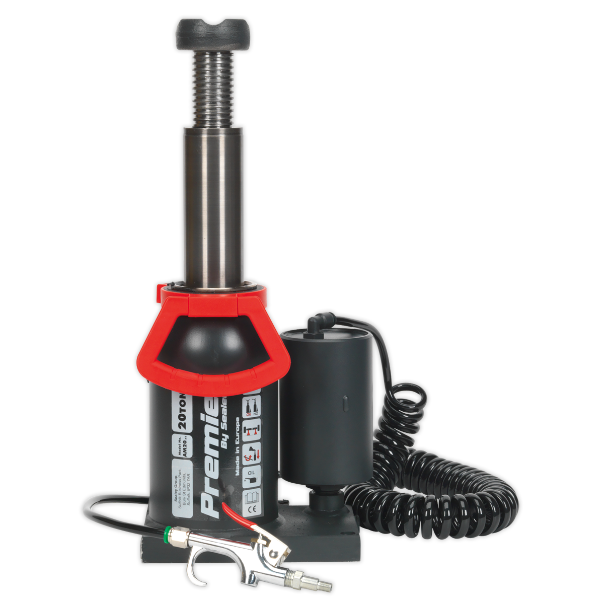 Sealey Bottle Jack 20 Tonne Manual/Air Hydraulic 90° Rotating Pump AM20