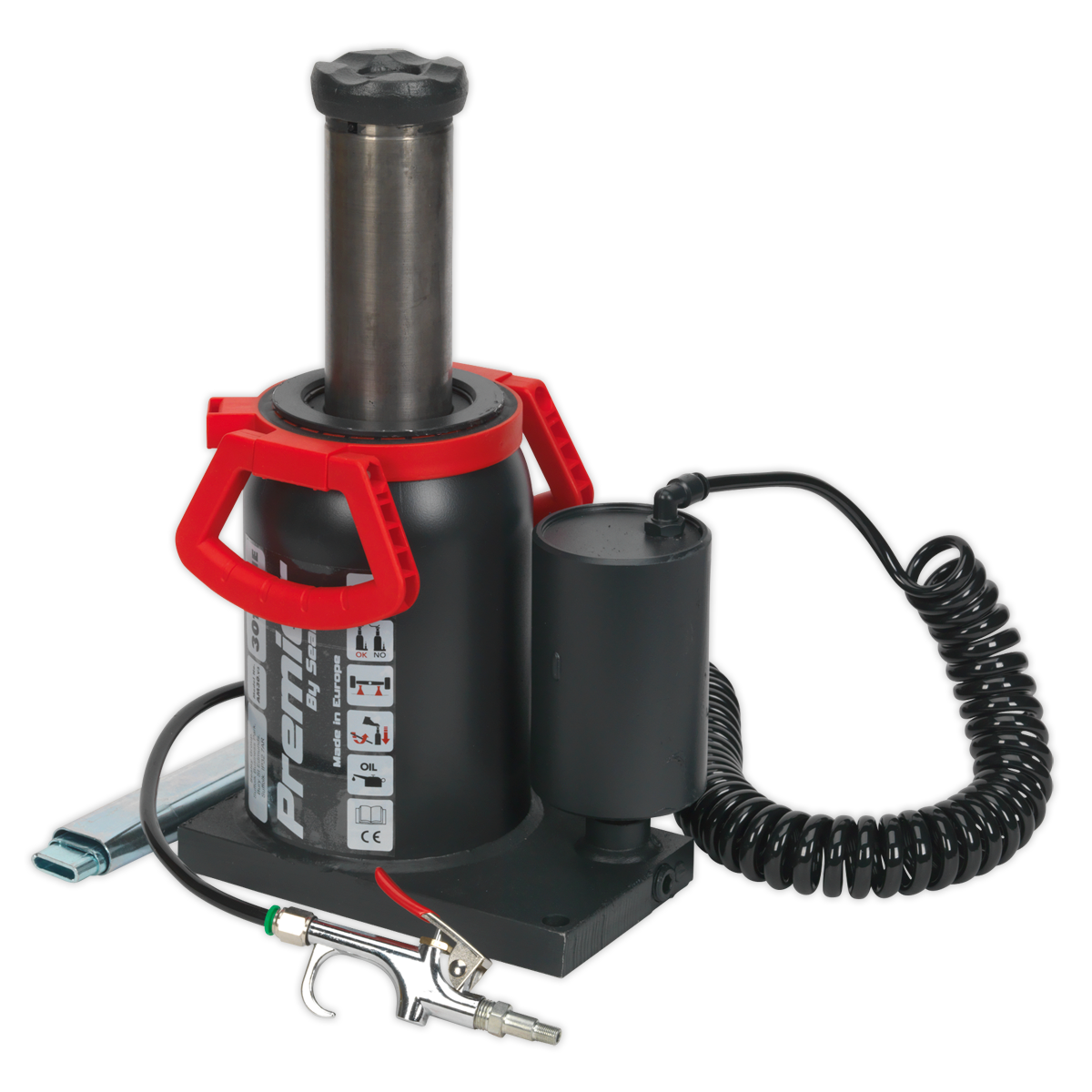 Sealey Bottle Jack 30 Tonne Manual/Air Hydraulic 90° Rotating Pump AM30
