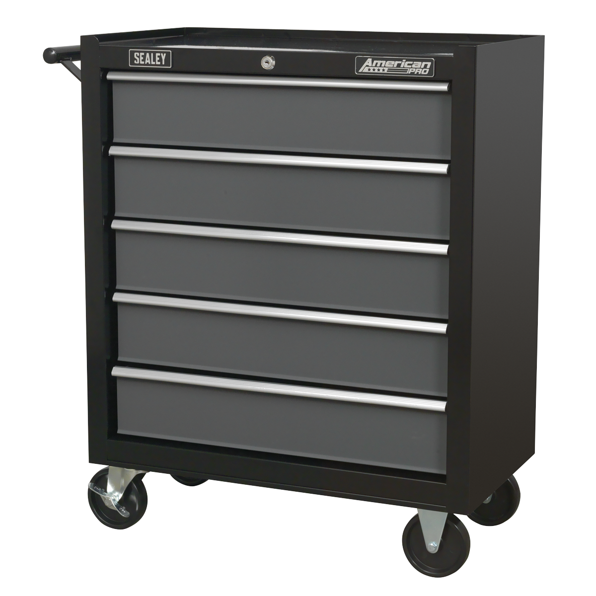 Sealey 5-Drawer Rollcab With Ball-Bearing Slides & Two Keys - Black/Grey AP2505B