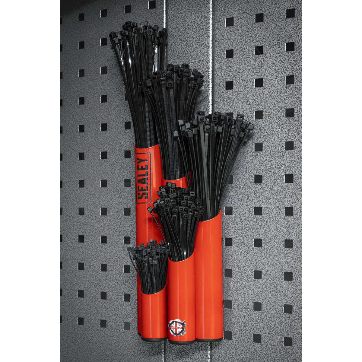 Sealey Large Magnetic Steel Cable Tie Holder With 500 Cable Ties Red APCTHRXL