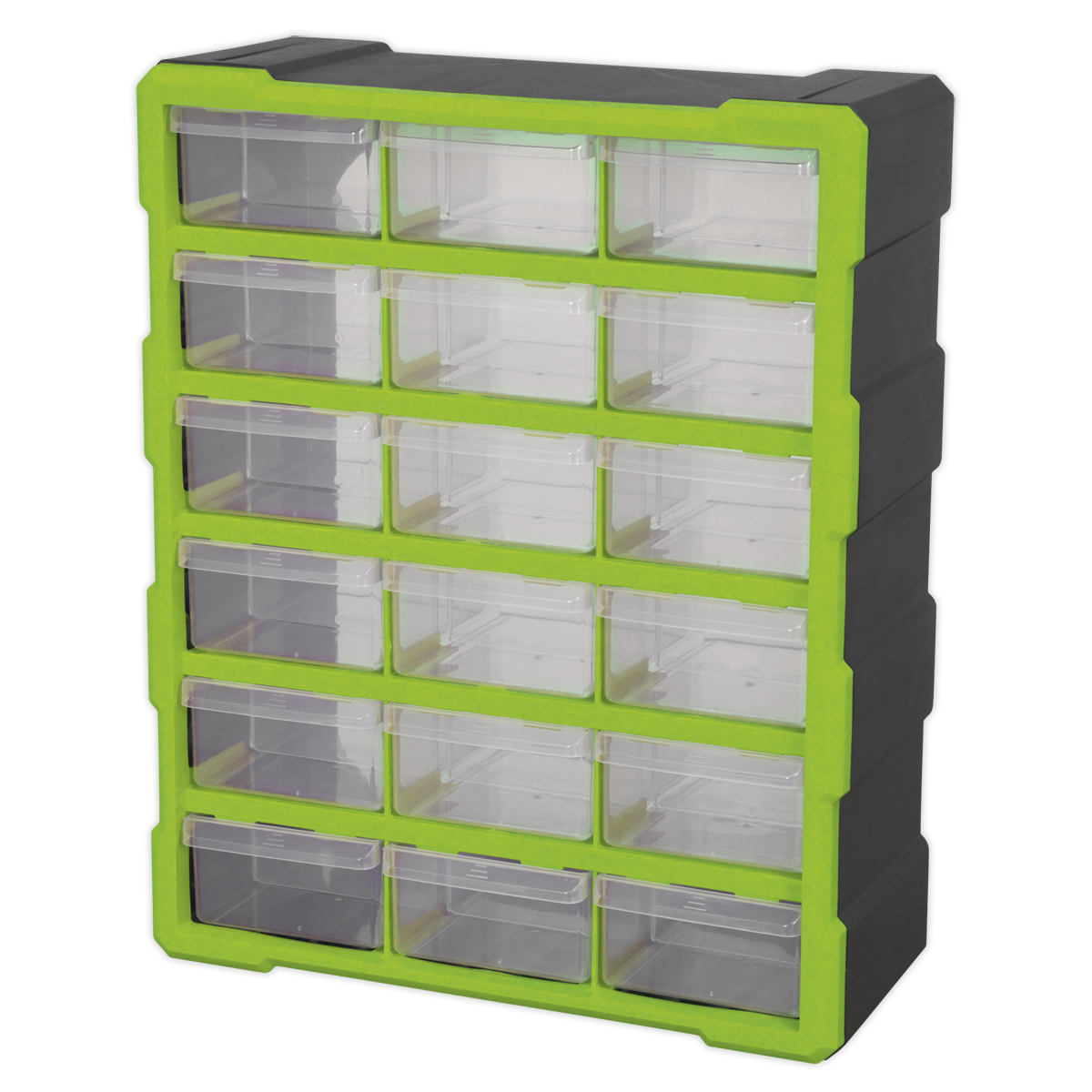 Sealey Cabinet Box 18 Drawer Wall Mountable - Hi-Vis Green/Black APDC18HV