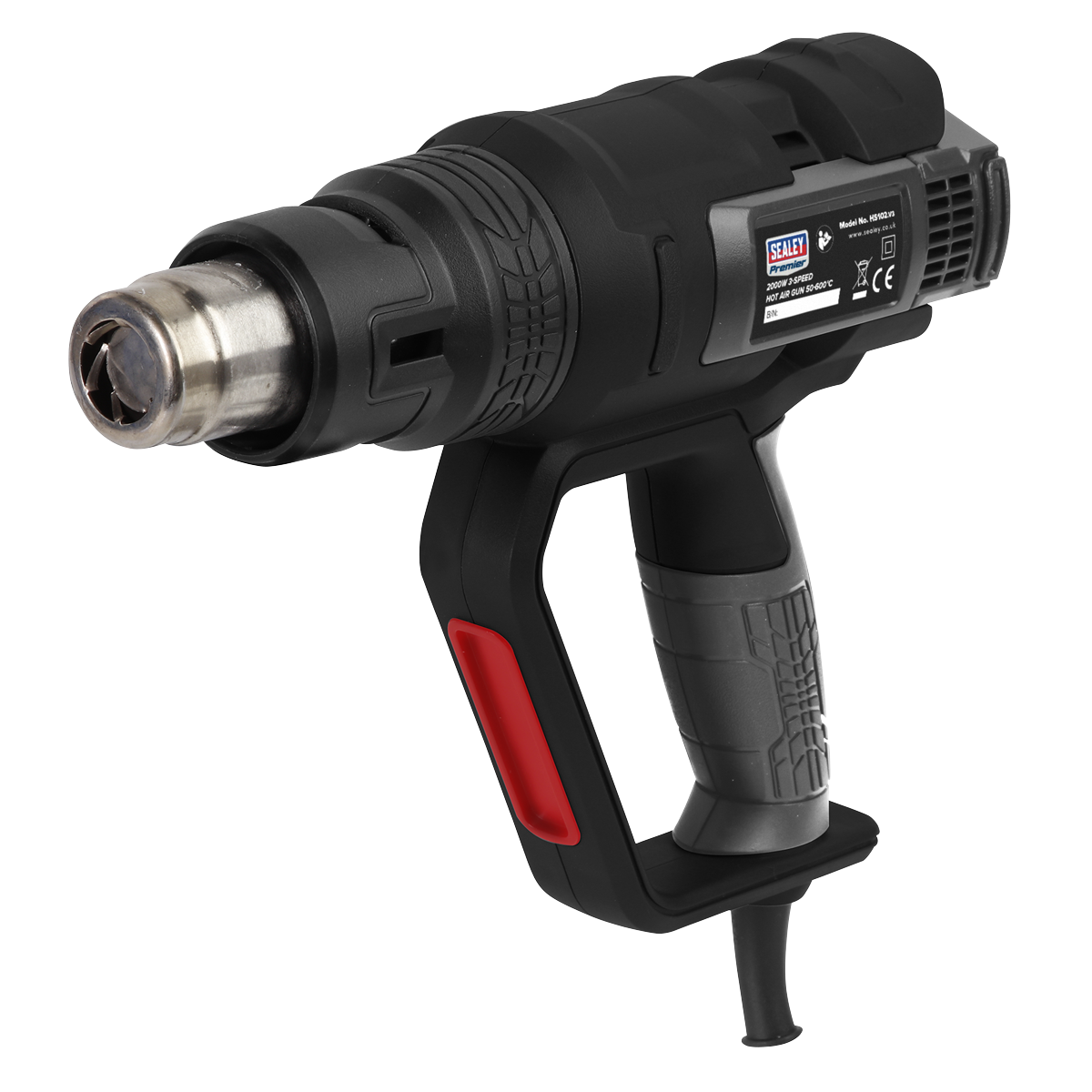 Sealey Hot Air Gun 2000W 3-Speed 50-600°C Variable Heat 3-Pin Plug HS102