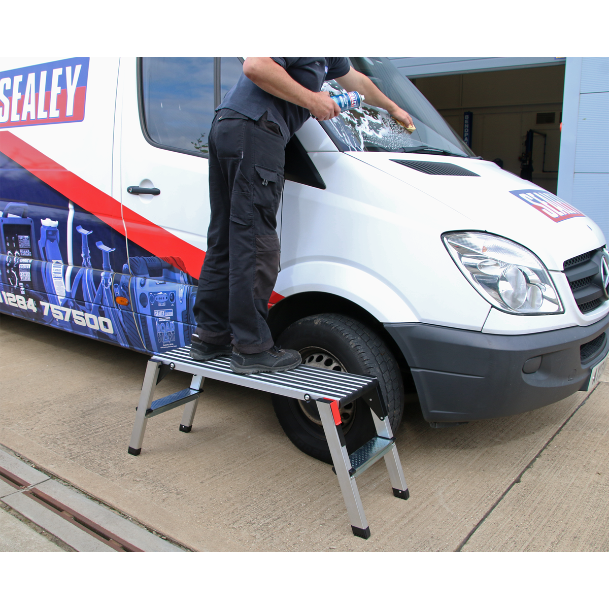 Sealey Folding Platform Aluminium 2 Steps 150kg Capacity 500mm Height APS2