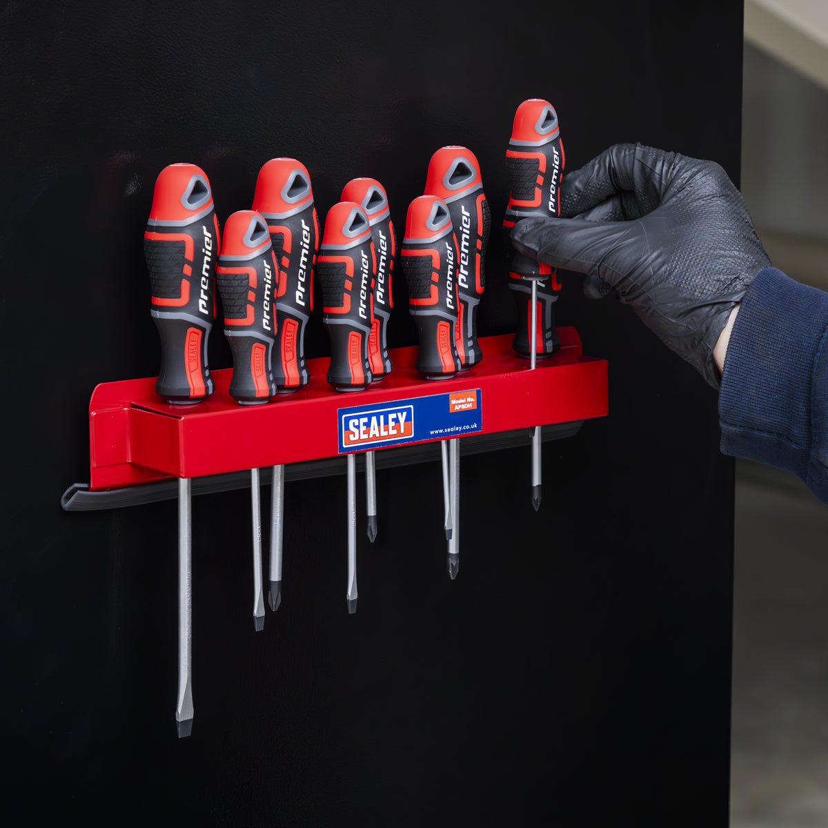 Sealey Screwdriver Holder With Powerful Vinyl Covered Magnets - Red APSDH