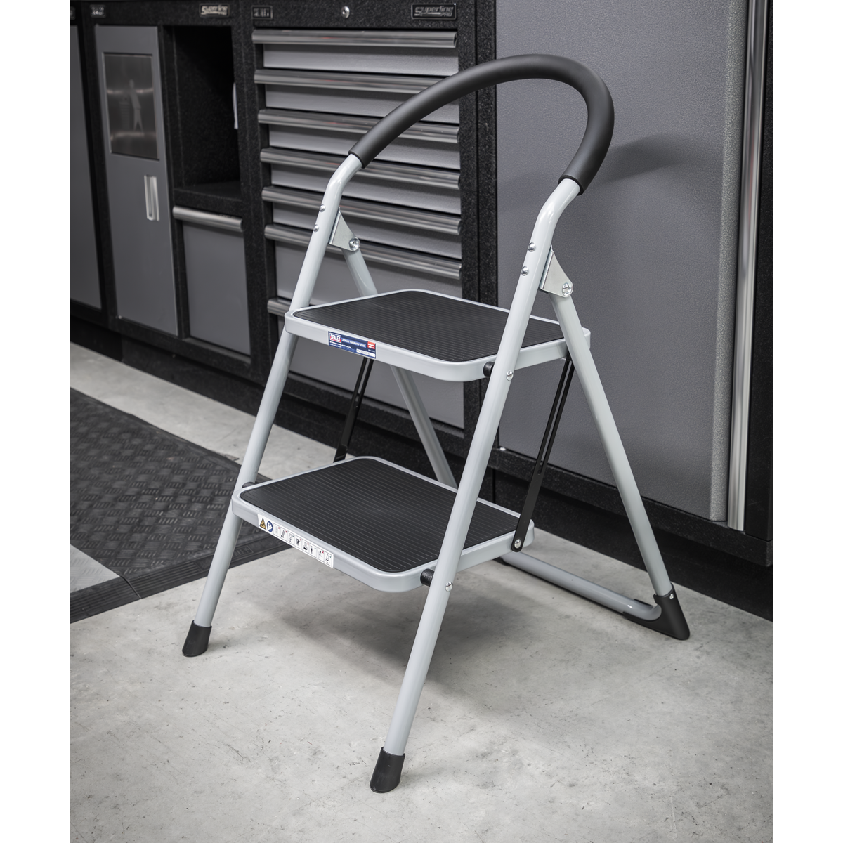 Sealey Step Stool Metal 2 Steps 150kg Capacity 460mm Height Anti Slip ASL2