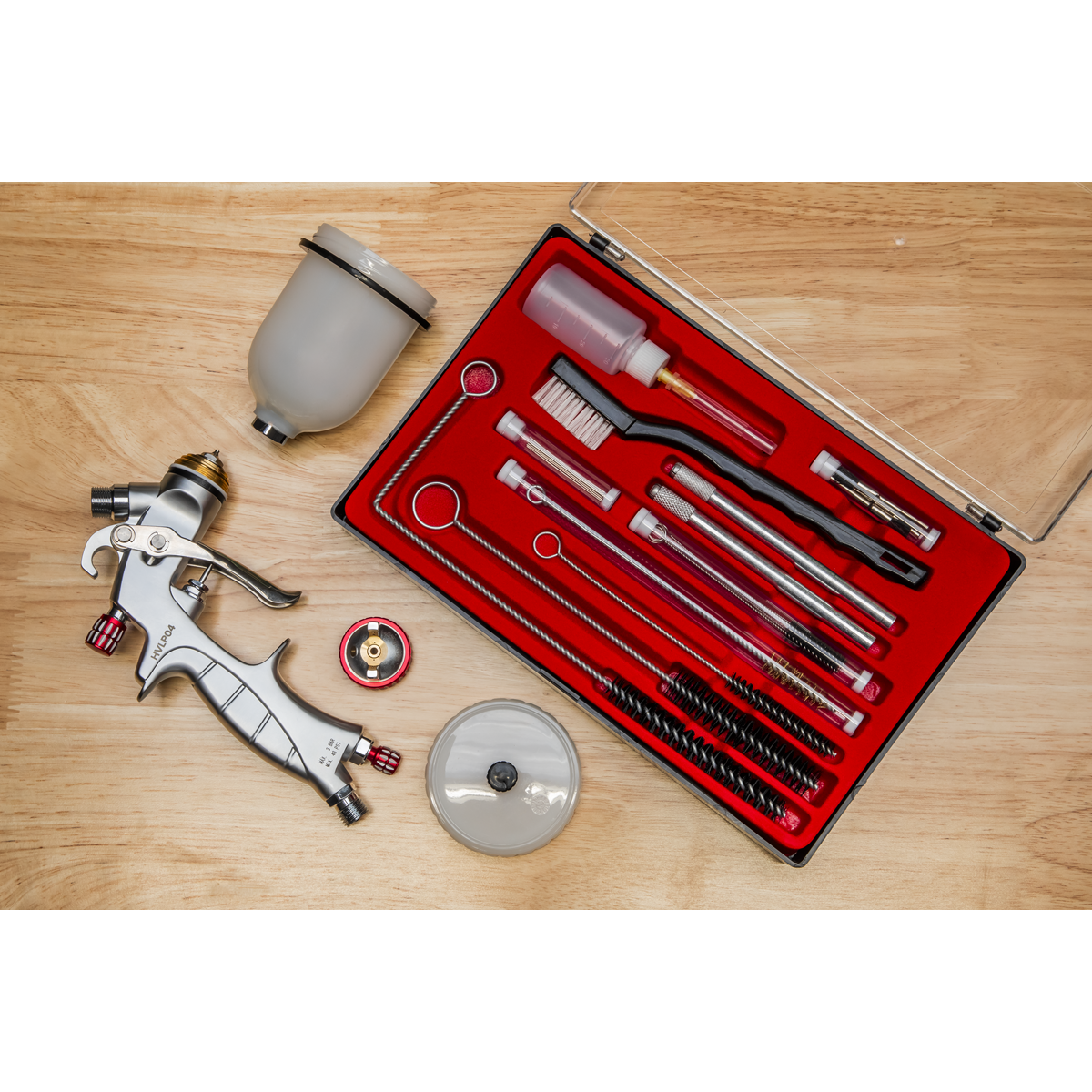 Sealey Spray Gun Cleaning Set With Empty Bottle For Lubricant 20 Pieces BSGC5