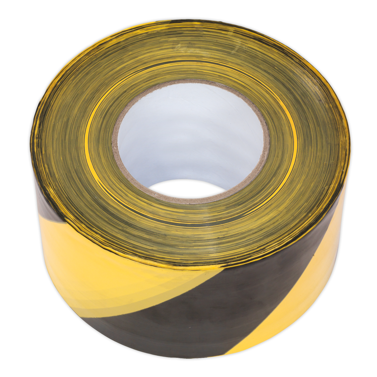 Sealey Hazard Warning Barrier Tape 80mm x 100m Black Yellow Non Adhesive BTBY