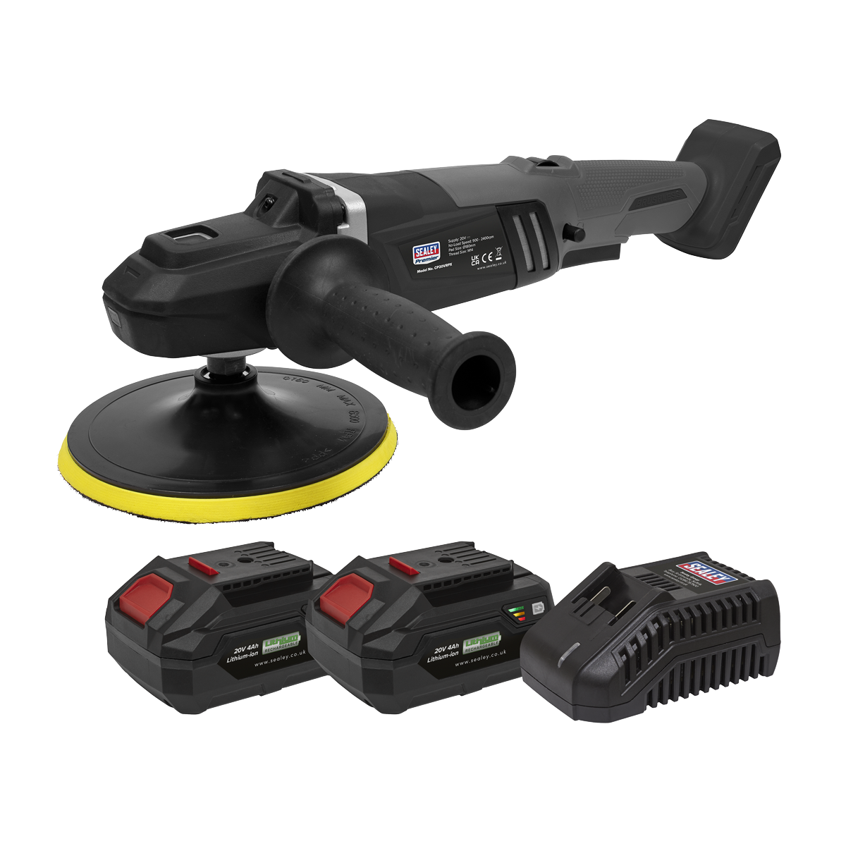 Sealey 20V 4Ah SV20 Series Ø180mm Brushless Rotary Polisher Kit CP20VRPXKIT