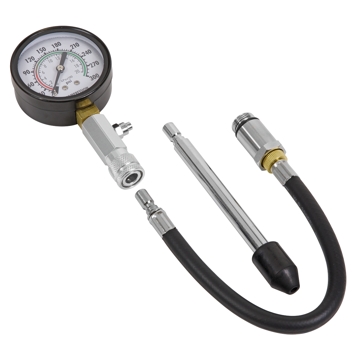 Sealey Petrol Engine Compression Test Kit Large Easy-To-Read Gauge 3 Pcs CT951