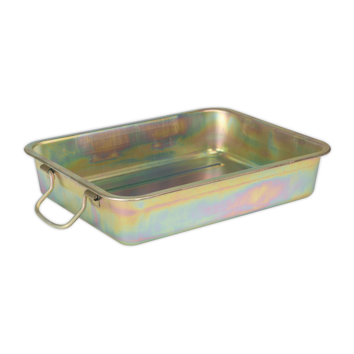 Sealey 9L Metal Drain Pan For Storing Vehicle Components Zinc Plated DRPM1