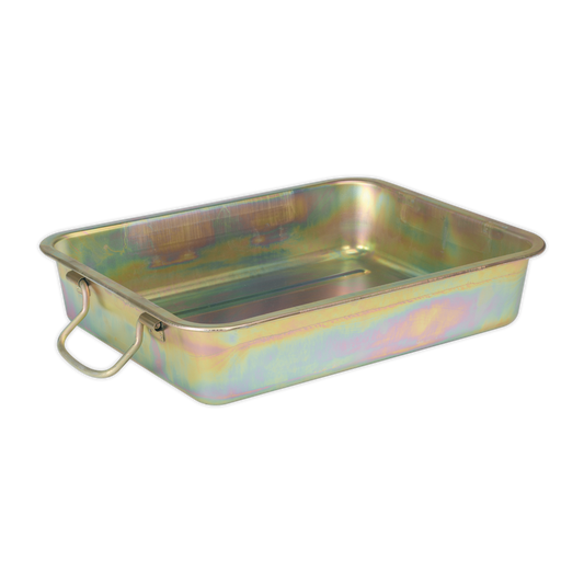 Sealey 9L Metal Drain Pan For Storing Vehicle Components Zinc Plated DRPM1
