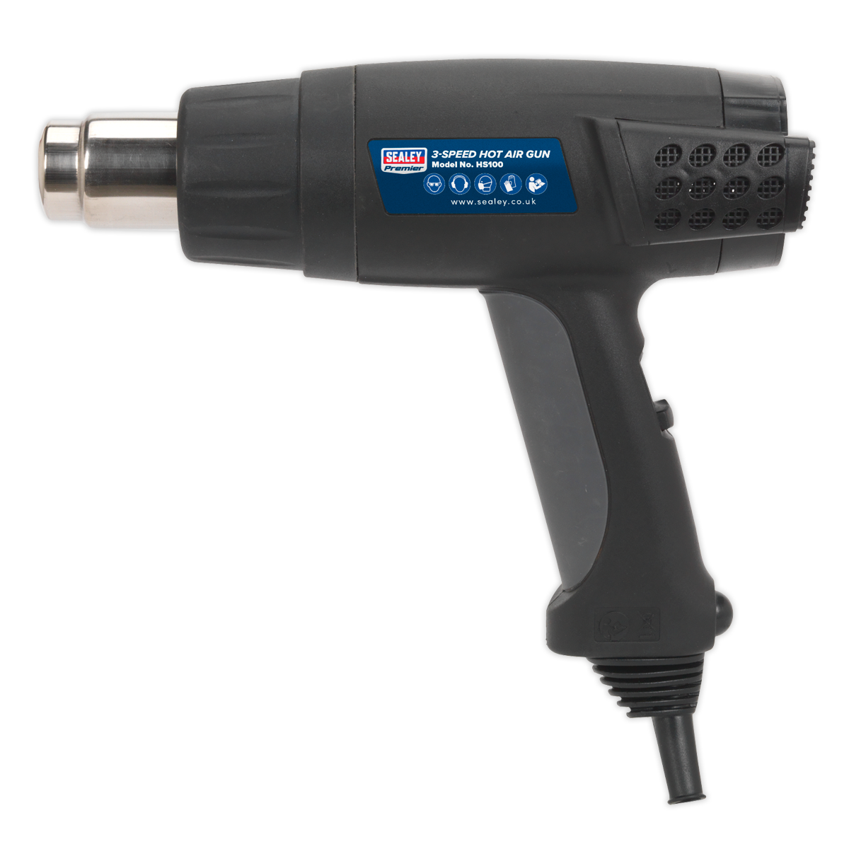 Sealey 1800W 3-Speed Hot Air Gun & Temperature Control Fitted 3-Pin Plug HS100