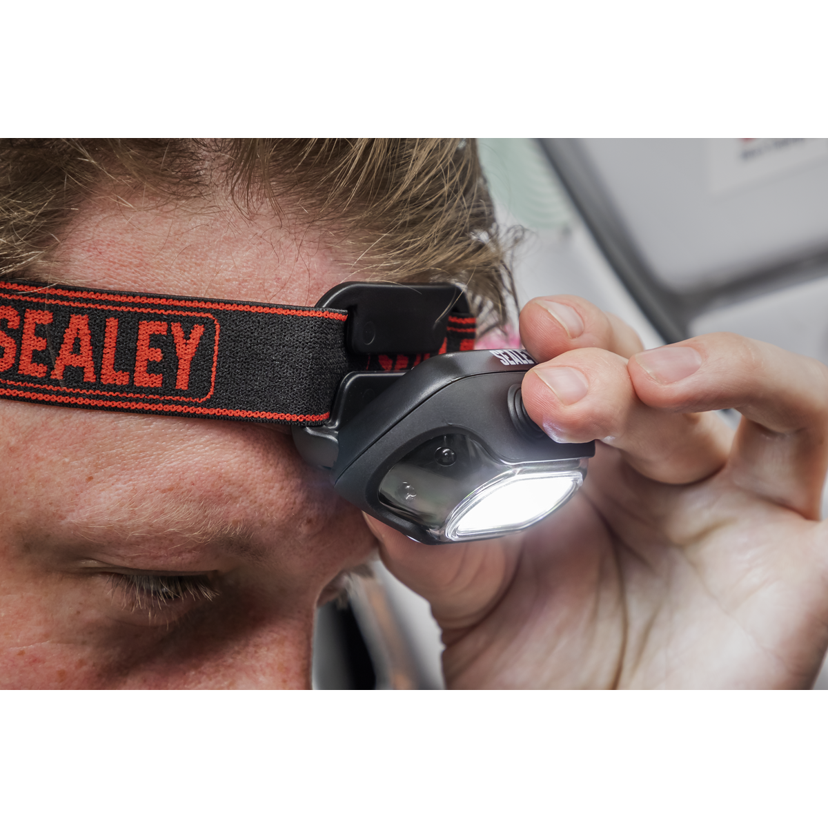 Sealey Rechargeable Head Torch With Auto-Sensor 8W COB LED Water Resistant