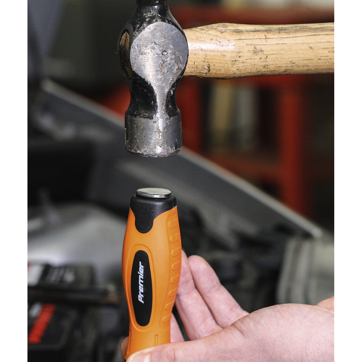Sealey Screwdriver Set 8 Pcs Hammer-Thru Hi-Vis Textured Handles Orange HV004