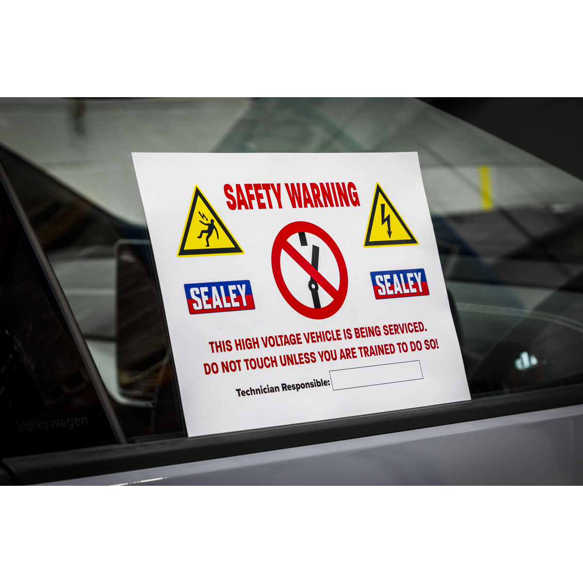 Sealey Hybrid/Electric Vehicle Warning Sign Wipeable Gloss Finish HYBRIDSIGN