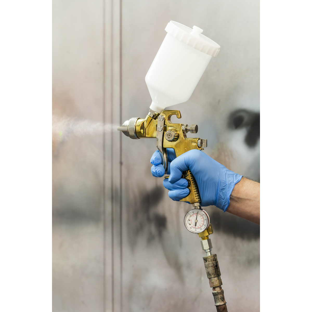 Sealey On-Gun Pressure Regulator With Gauge Spray Gun Accessory 18CFM ILF/RG