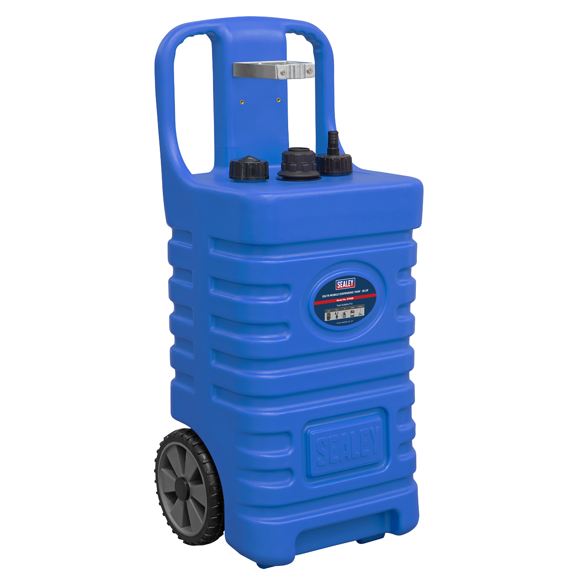 Sealey Mobile Dispensing Tank With 2 Roller Wheels & Vent Caps 55L Blue DT55B