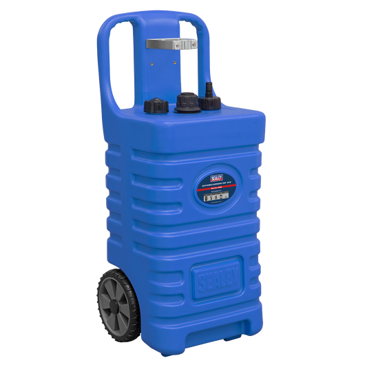 Sealey Mobile Dispensing Tank With 2 Roller Wheels & Vent Caps 55L Blue DT55B