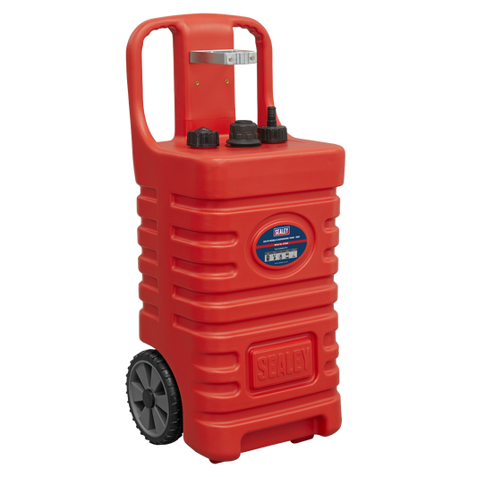 Sealey Mobile Dispensing Tank With 2 Roller Wheels & Vent Caps 55L Red DT55R