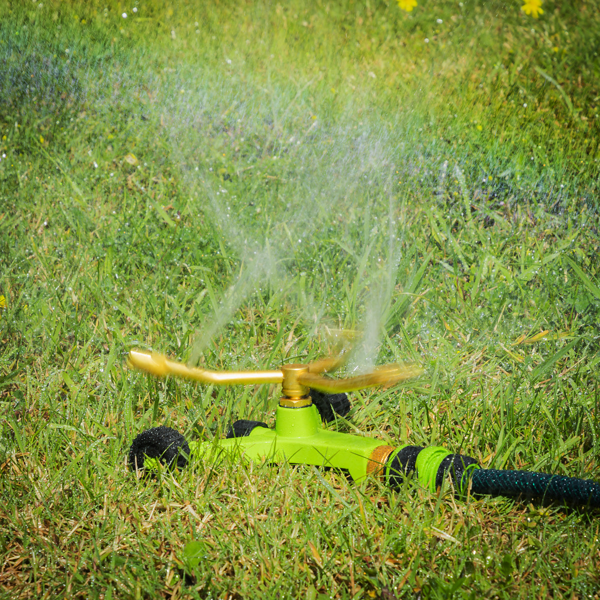 Sealey 3-Arm Brass Sprinkler Ø10m Maximum With Metal Wheeled Base JS2032