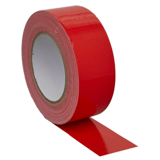 Sealey Duct Tape 50mm x 50m Red Gloss Finish Moisture Resistant Seal DTR