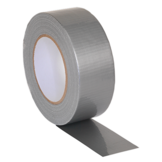 Sealey Duct Tape 48mm x 50m Silver Gloss Finish Moisture Resistant Seal DTS