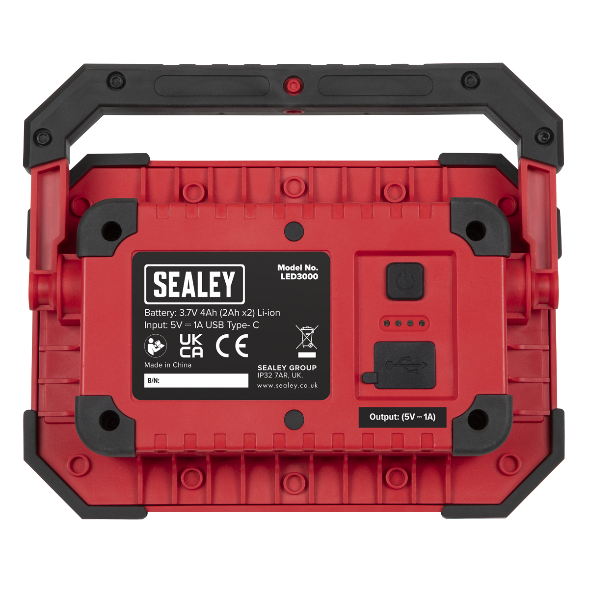 Sealey Rechargeable Portable Floodlight & Power Bank 30W COB LED 300-3000 Lumens
