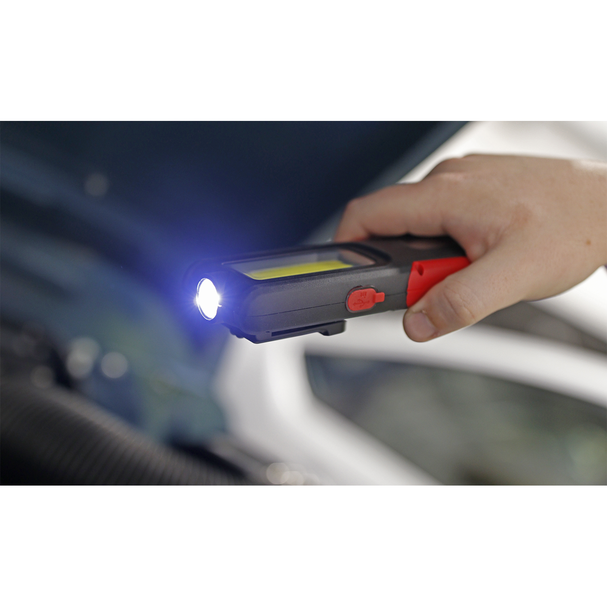 Sealey Rechargeable Inspection Light Lamp 5W COB 3W LED Power Bank Red LED318R