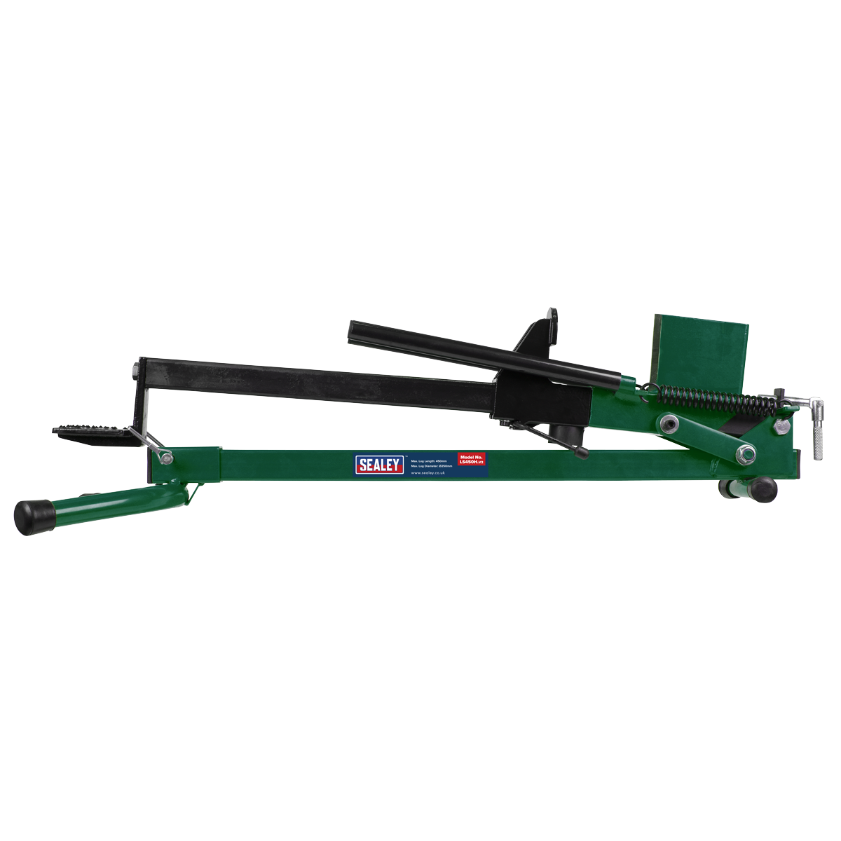 Sealey Log Splitter Foot Operated Heavy Duty Steel Horizontal Green/Black LS450H