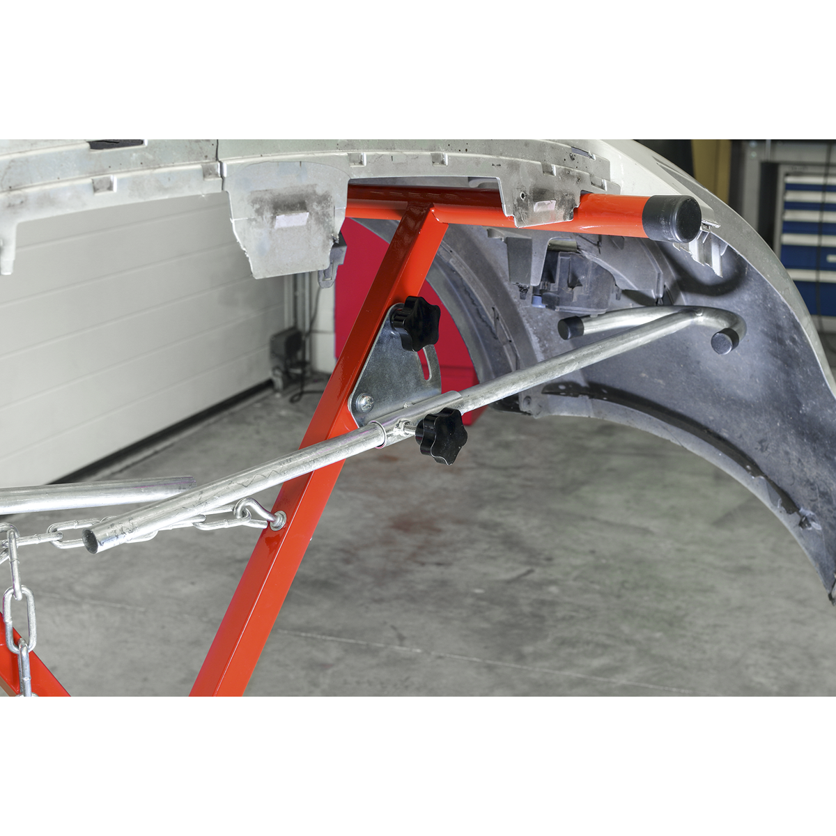 Sealey Folding Bumper/Panel Stand With Adjustable Stand Width Red/Silver MK54