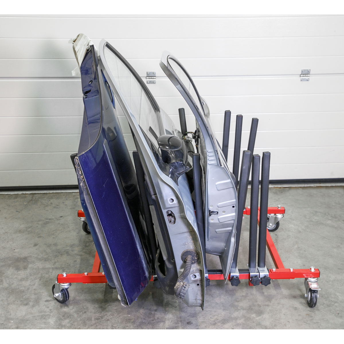 Sealey Mobile Panel Storage Rack Holds 5 Panels Capacity 150kg Red/Black MK76