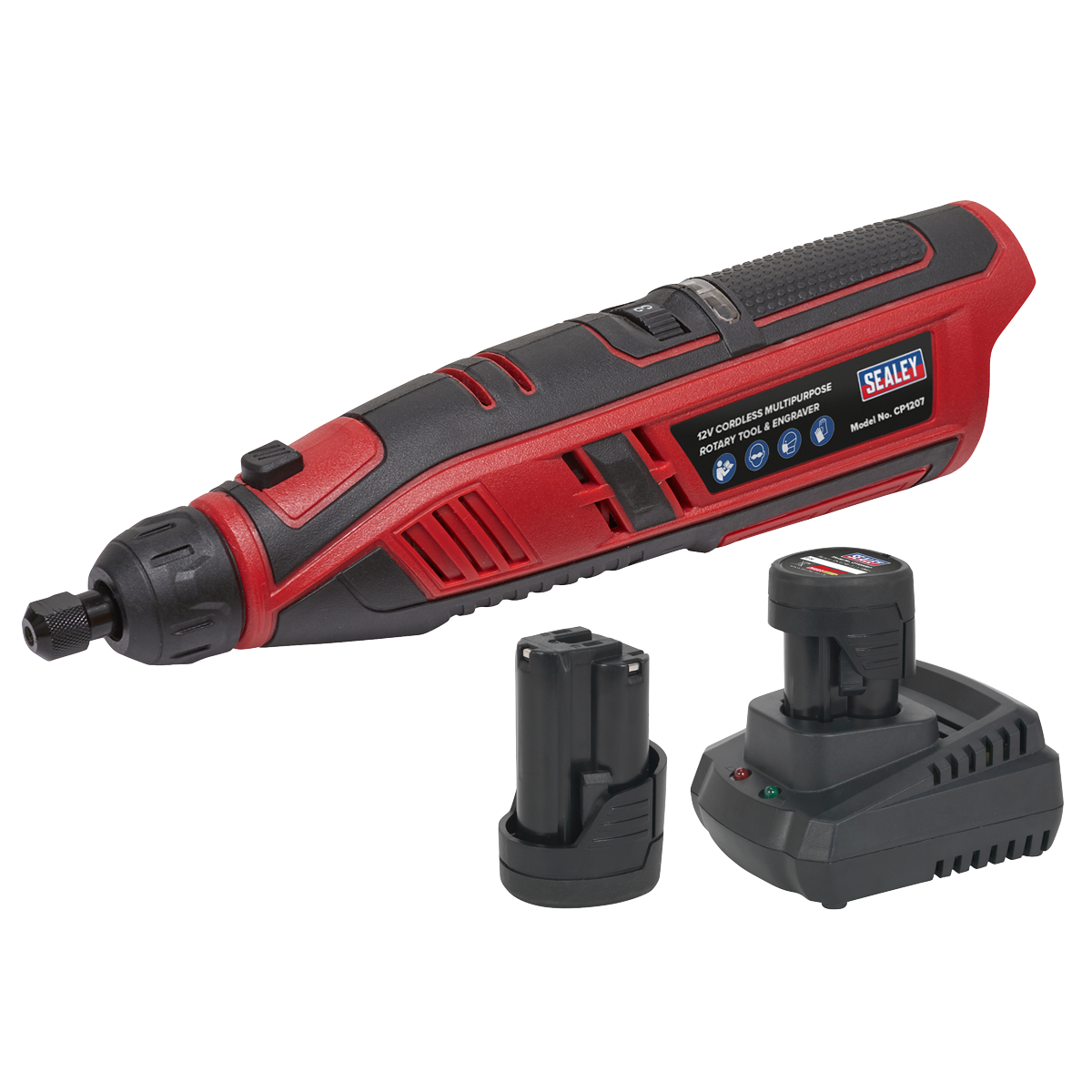 Sealey Multipurpose Cordless Rotary Tool & Engraver Kit 49 Pieces 12V CP1207KIT