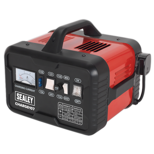 Sealey Battery Charger With Sturdy Carry Handle 11Amp 12V 24V 230V CHARGE107
