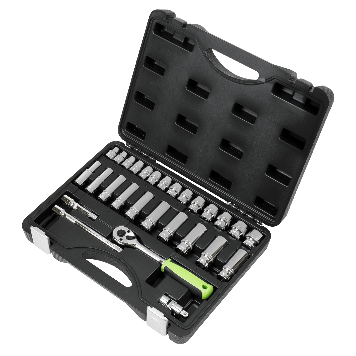 Sealey Socket Set 28 Pieces 3/8" Square Drive Metric With Mirror Finish S01236