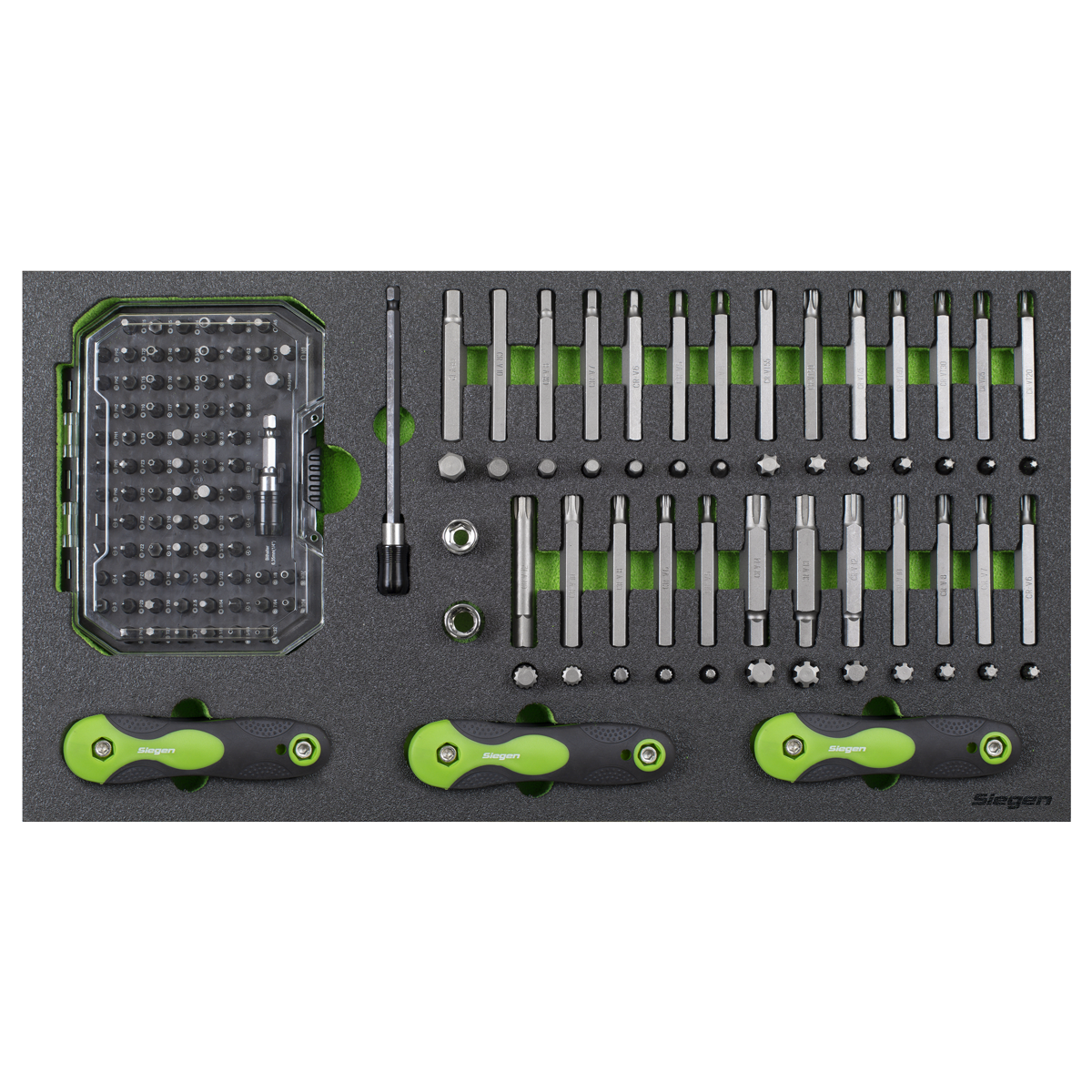 Sealey Siegen Specialised Bit Set & Folding Hex Keys With Tool Tray 170pc S01275