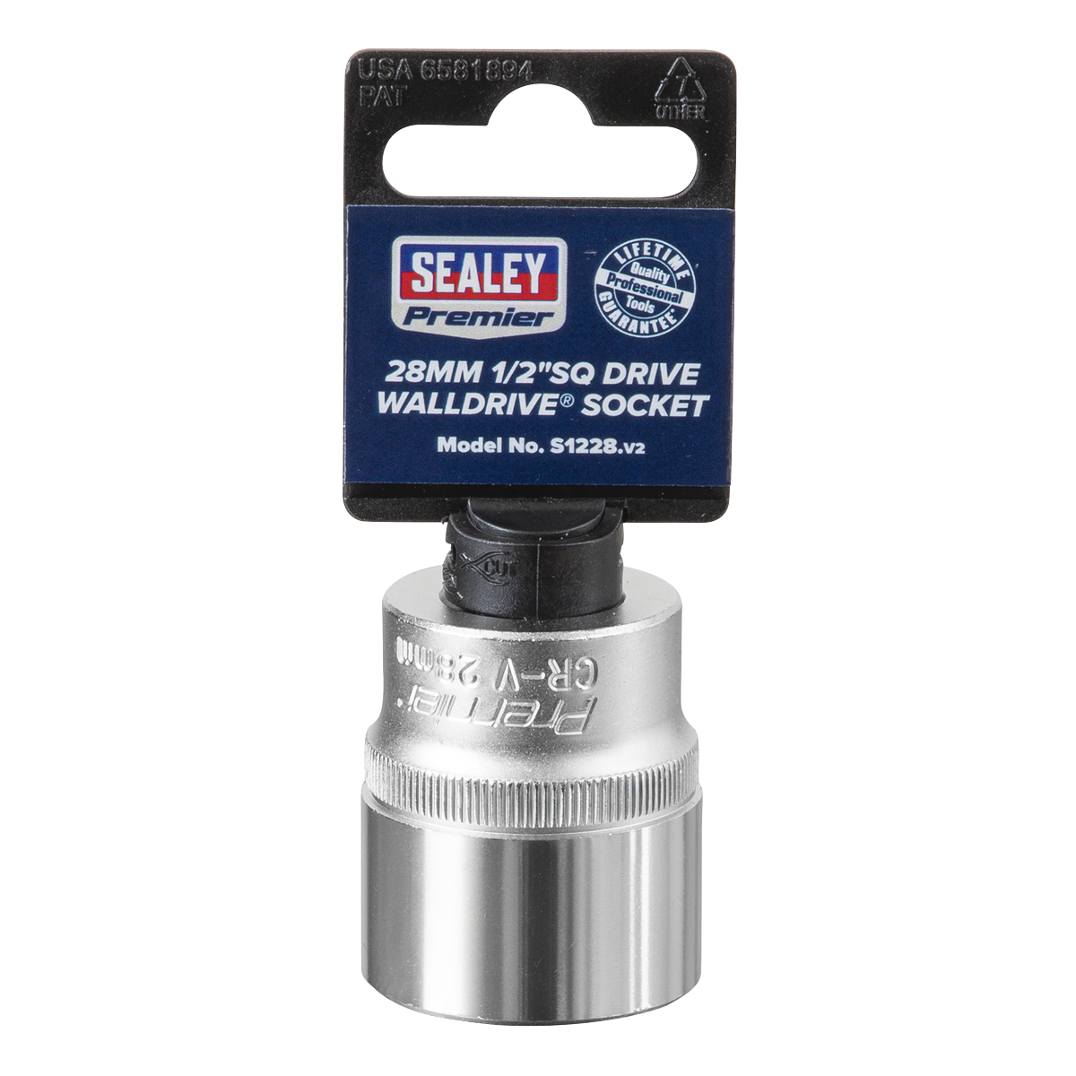 Sealey WallDrive Socket Tool 28mm 1/2" Square Drive Chrome Vanadium Steel S1228