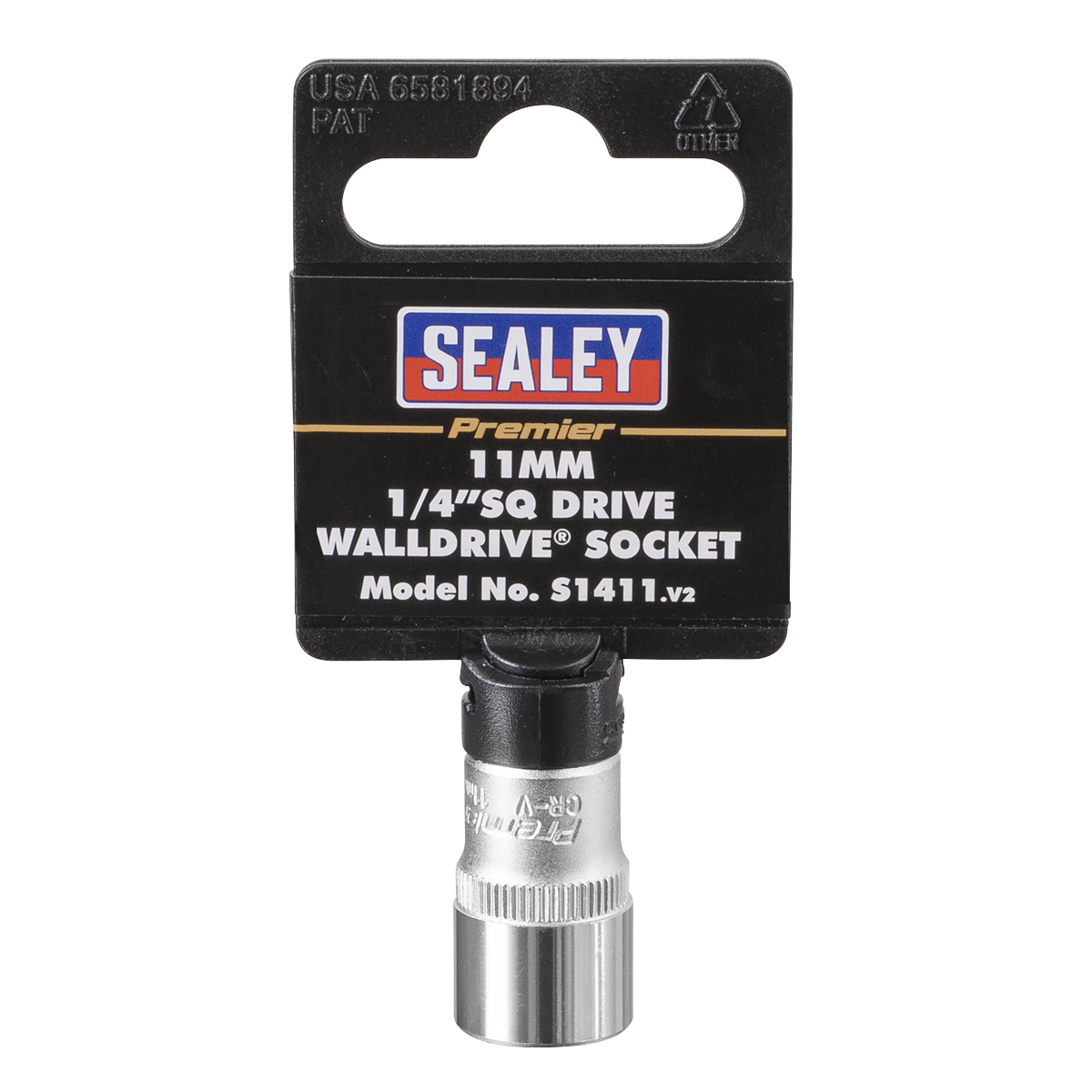 Sealey WallDrive Socket Tool 11mm 1/4" Square Drive Chrome Vanadium Steel S1411