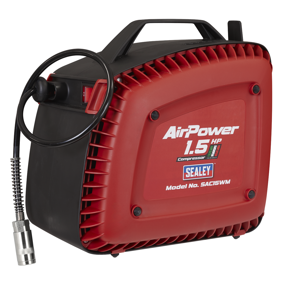 Sealey Wall Mounting Oil Free Air Compressor 1.5hp With 7m Hose Reel SAC15WM
