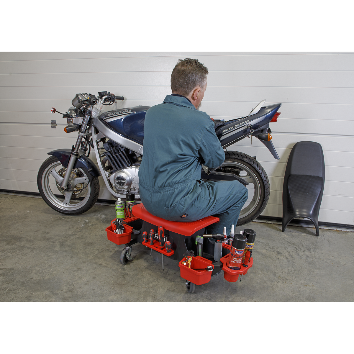 Sealey Mechanics Detailing Utility Seat With Concealed Under Seat Drawer SCR91