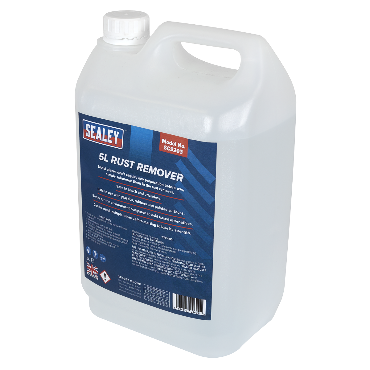 Sealey Rust Remover 5L PH Neutral Plastic Safe Reusable Environmentally Friendly